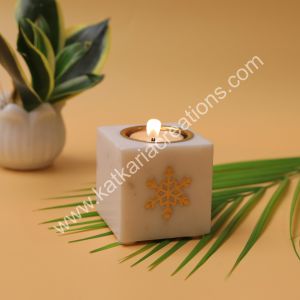 Marble Snow flake inlay tea light holder