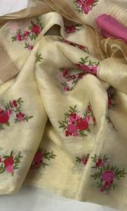 Handloom Pure Linen Print Saree