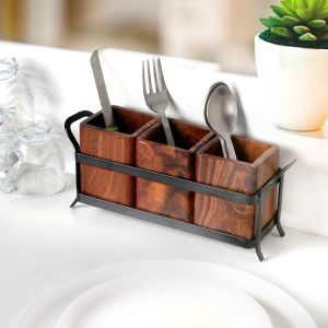 Wooden cutlery holder