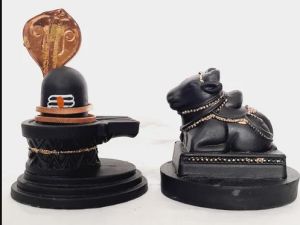 Marble Shivling with Nandi Statue