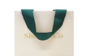 White & Green Paper Shopping Bags