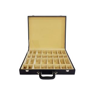 Black Leatherette Chess Box (with 32 compartments)