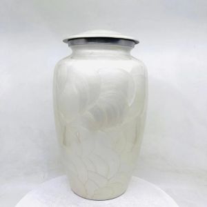 White Round Cremation Urn