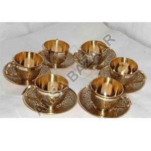 Brass Tea Cup Saucer Set