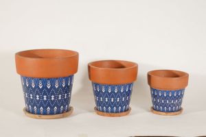 Traditional Print Terracotta Clay Pot