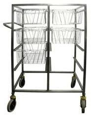 Stainless Steel Hospital Basket Distribution Trolley