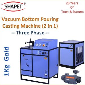 1Kg Gold 2 in 1 Three Phase Vacuum Bottom Pouring Casting Machine