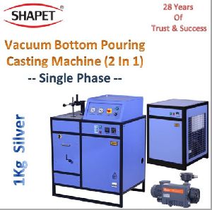 1kg Silver 2 in 1 Single Phase Vacuum Bottom Pouring Casting Machine