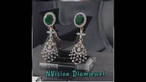 Semi - Precious Emerald Hanging Real Diamond Earring