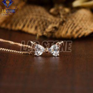 Heart Cut Diamond Rose Gold Pendant Set