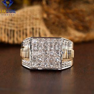 2.24 TDW Princess and Round Cut Diamond Yellow Gold Ring