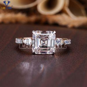 asscher pear round cut diamond rose gold ring