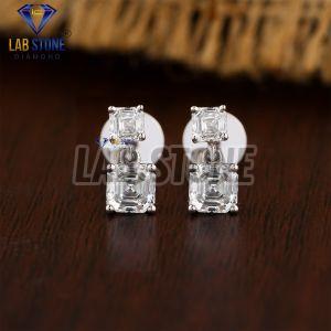 Asscher Cut Diamond White Gold Stud Earring