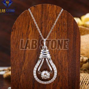 Bulb-Shape Round Cut Diamond White Gold Pendant