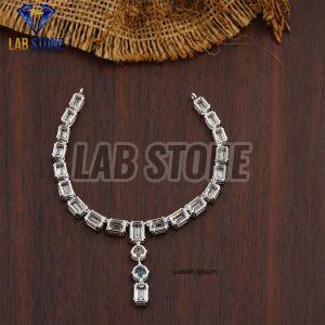 Round Cut Diamond White Gold Necklace Set