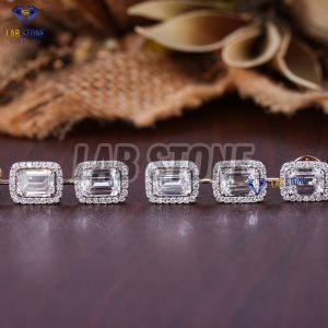 Emerald & Round Cut Diamond Rose Gold Necklace Set