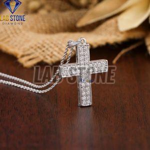 Round Cut Diamond Cross White Gold Pendant