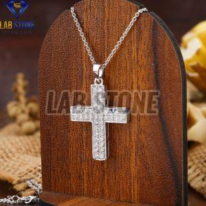Round Cut Diamond Cross White Gold Pendant