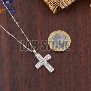 Round Cut Diamond Cross White Gold Pendant