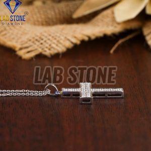 Round Cut Diamond Cross White Gold Pendant
