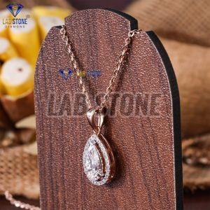 Round & Pear Cut Diamond Rose Gold Pendant