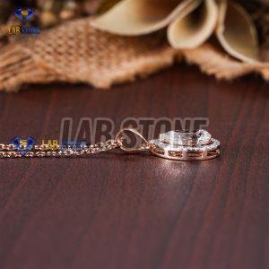 Round & Pear Cut Diamond Rose Gold Pendant
