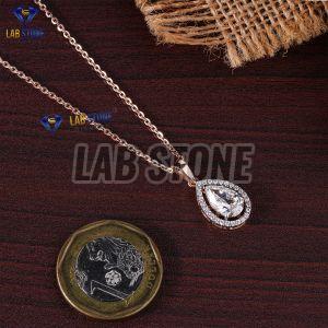 Round & Pear Cut Diamond Rose Gold Pendant