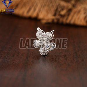 Round & Pear Cut Diamond White Gold Pendant