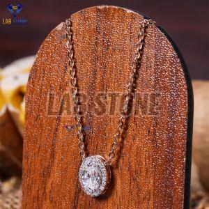 Oval Cut Diamond Rose Gold Pendant
