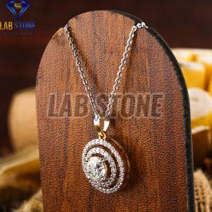 Elegant Round Cut Diamond Yellow Gold Pendant