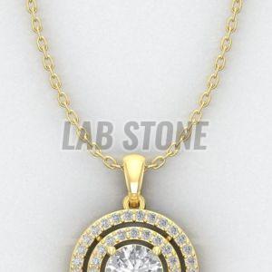 Elegant Round Cut Diamond Yellow Gold Pendant