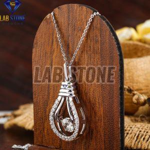 Bulb-Shape Round Cut Diamond White Gold Pendant