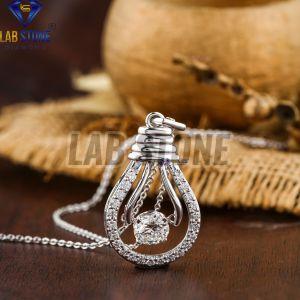 Bulb-Shape Round Cut Diamond White Gold Pendant