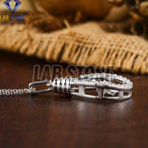 Bulb-Shape Round Cut Diamond White Gold Pendant