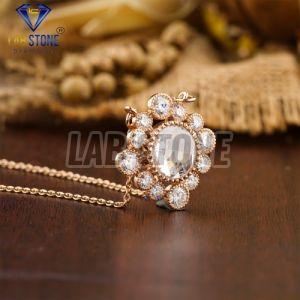 Rose & Round Cut Diamond Rose Gold Pendant