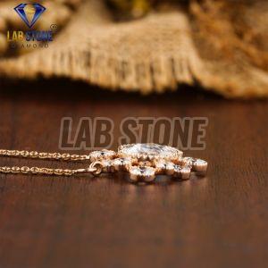 Rose & Round Cut Diamond Rose Gold Pendant