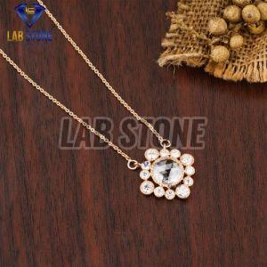 Rose & Round Cut Diamond Rose Gold Pendant