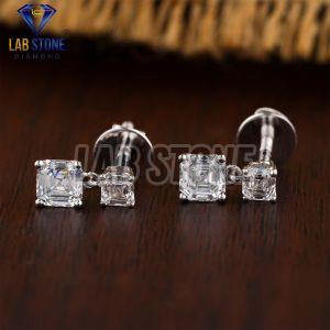 Asscher Cut Diamond White Gold Stud Earring