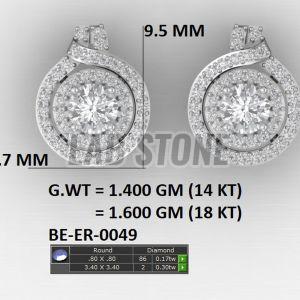 Round Cut Diamond White Gold Drop and Dangle Earring