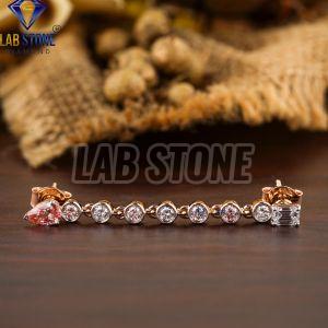 Round Cut Diamond Rose Gold Drop and Dangle Earrings