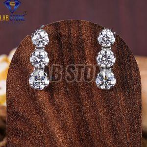 Round Cut Diamond White Gold Drop and Dangle Earrings