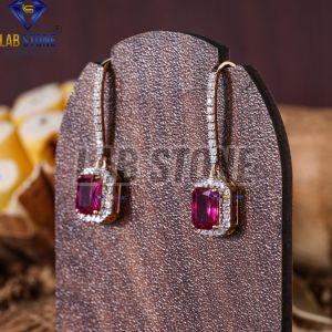 Round Cut Diamond Yellow Gold Drop Dangle Earrings