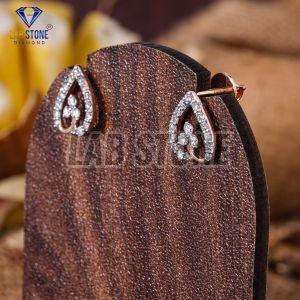 Round Cut Diamond Rose Gold Stud Earrings