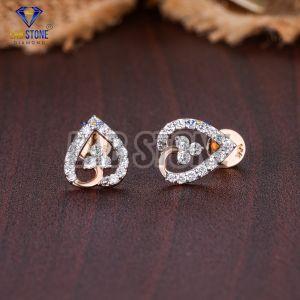 Round Cut Diamond Rose Gold Stud Earrings