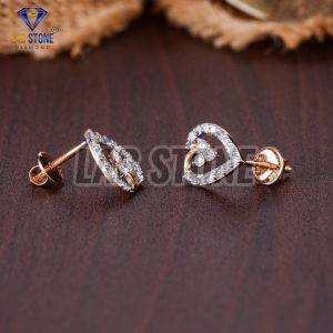 Round Cut Diamond Rose Gold Stud Earrings