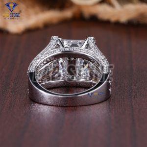 mens emerald round cut diamond white gold ring