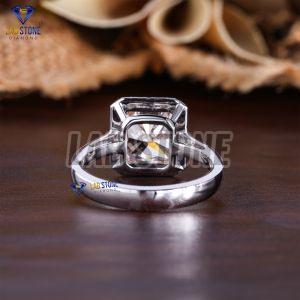 radiant round cut diamond white gold halo ring