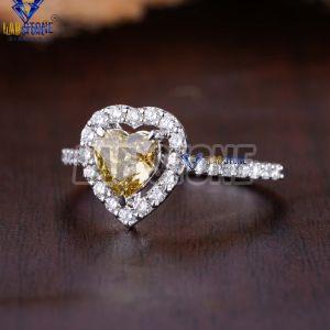 Heart & Round Cut Diamond White Gold Ring