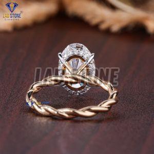 Oval And Round Cut Diamond Rose Gold Ring