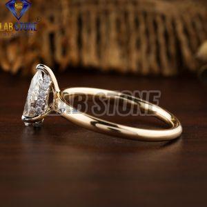 1.28 TDW Pear & Round Cut Diamond Yellow Gold Ring